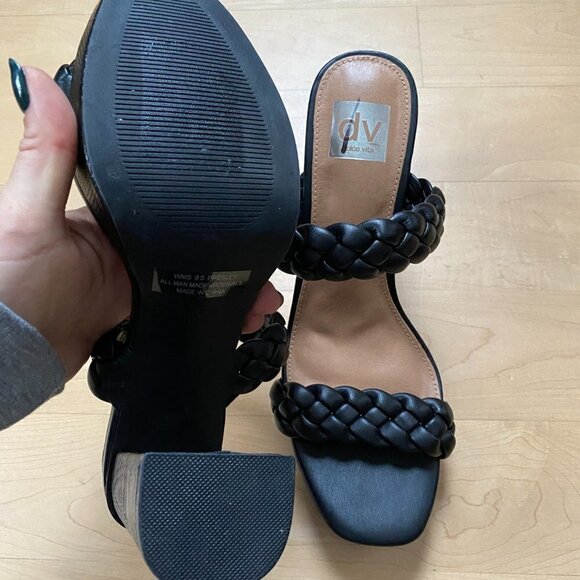 DV Dolce Vita Bnwot "Pressley" Black Braid Block Heel Sandals New - Picture 7 of 8